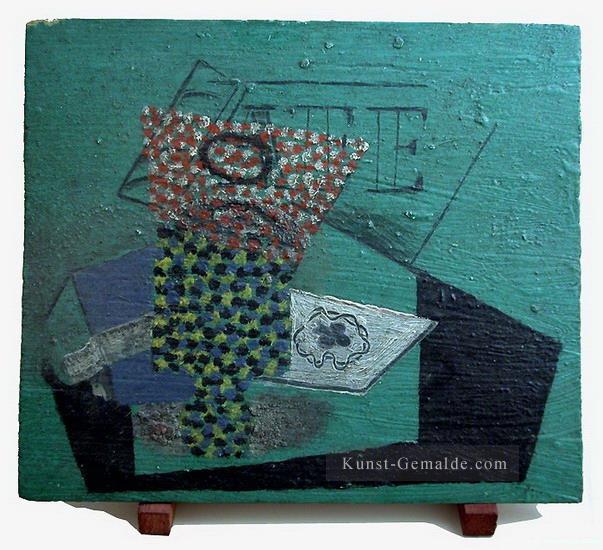 Verre paquet tabac et als Trefle 1914 kubist Pablo Picasso Ölgemälde